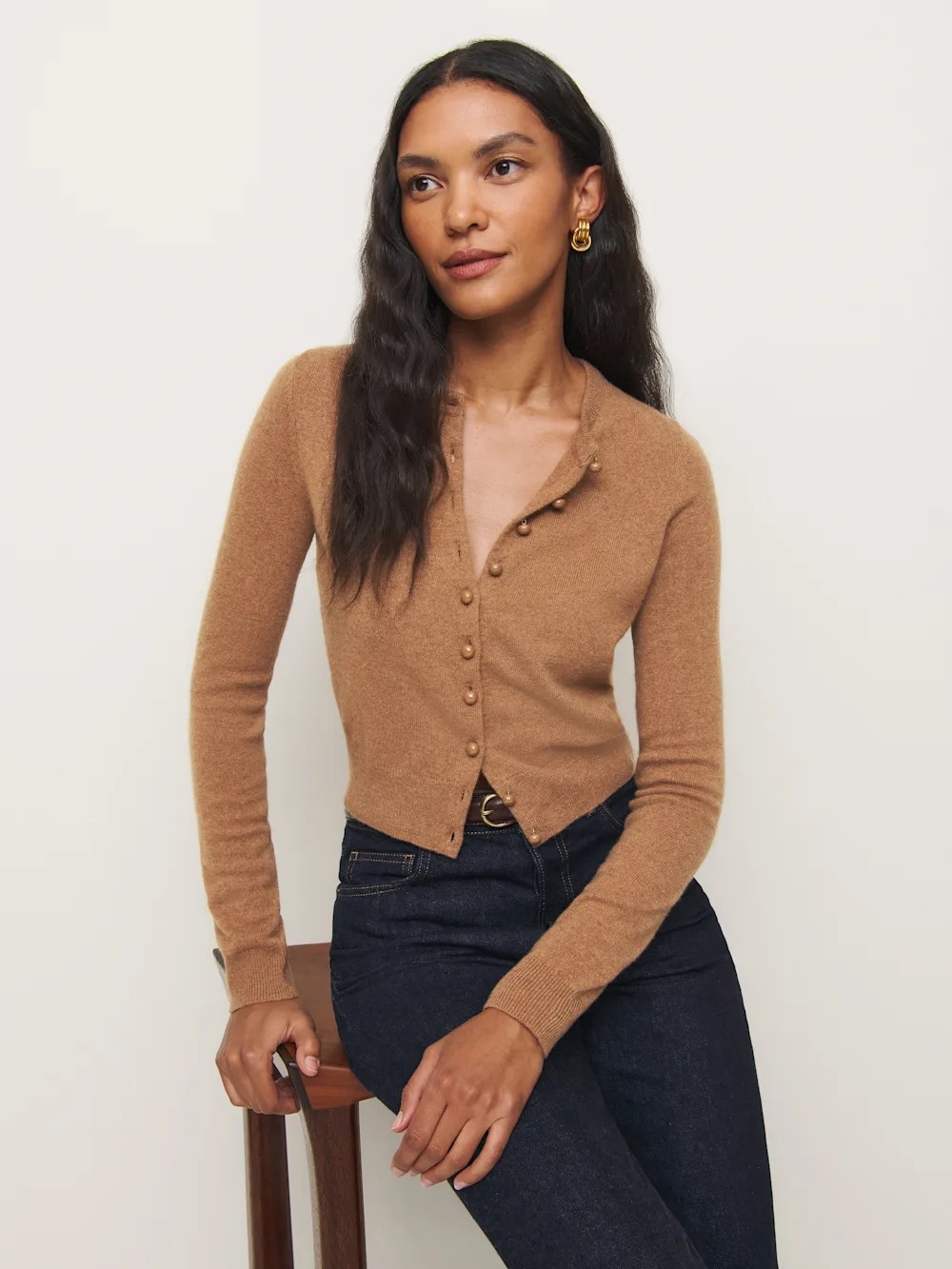 Reformation Caspia Cashmere Cropped Cardigan